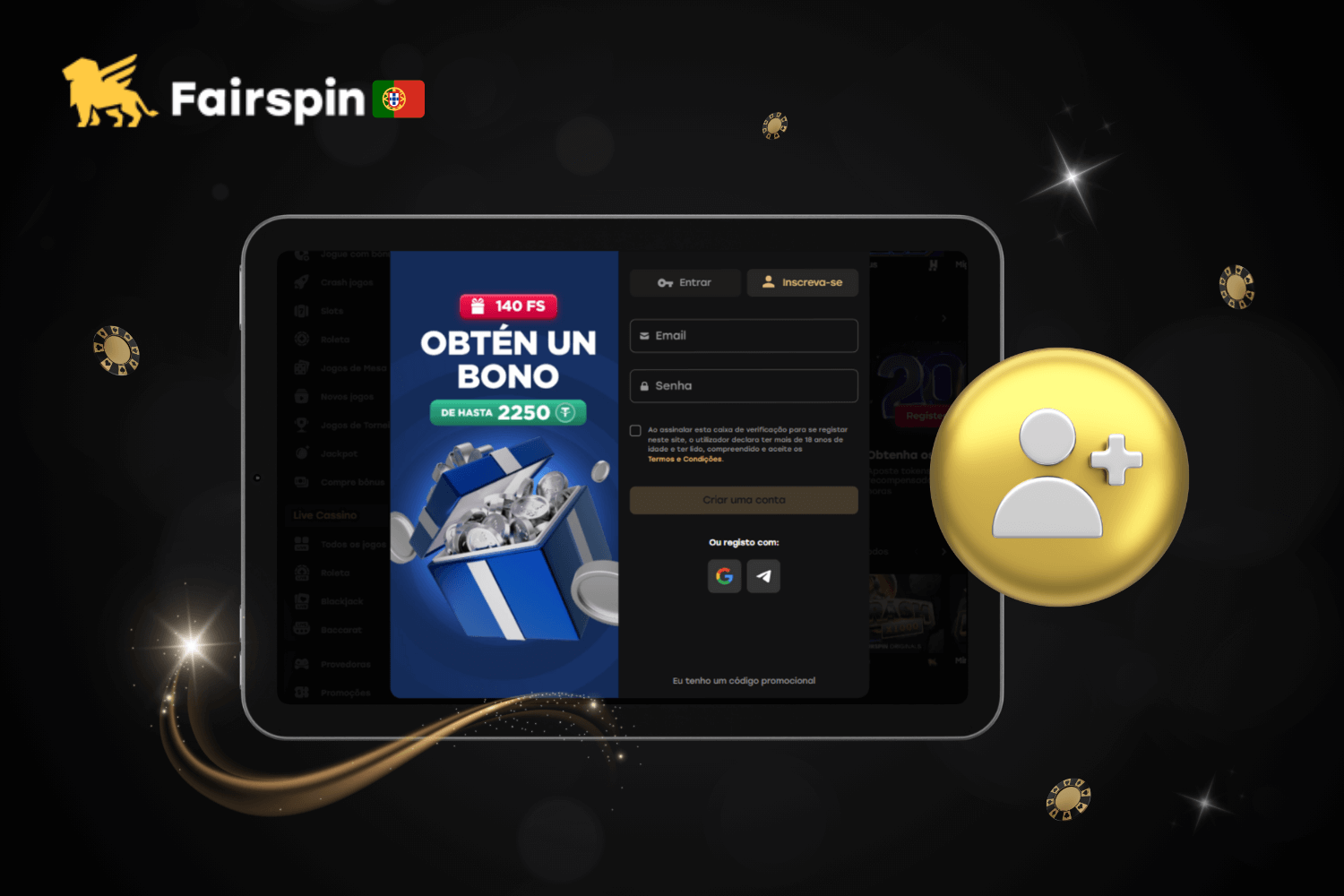 Guia passo a passo para se registar no Fairspin Casino Portugal