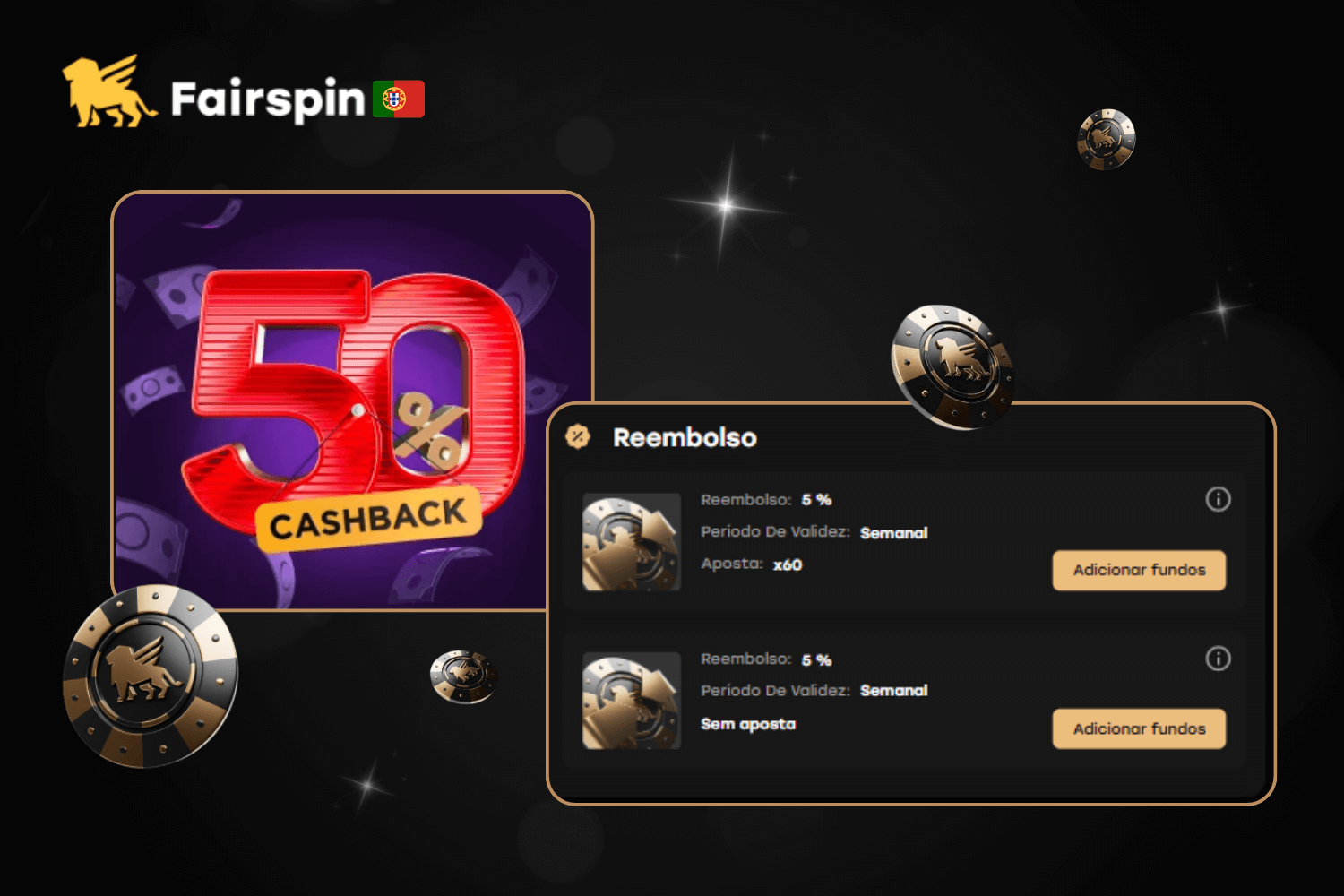 Reembolso no Fairspin Casino Portugal: recupere parte das suas apostas